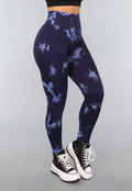 Navy Sportlegging met Tie Dye Print