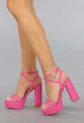 Fuchsia Sandaletten met Straps