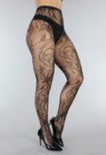 Zwarte Panty met Fossil Print