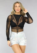 Zwarte Fishnet Bodysuit met Glitters