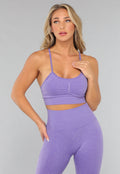 Paarse Korte Sporttop met Spaghettibandjes