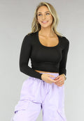 Basic Zwarte Longsleeve Crop Top