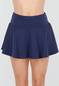 Donkerblauwe Geplooide Skort met Stretch