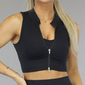 Zwarte Grove Rib Sporttop met Rits