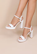 Witte Plateau Sandaletten met Blokhak