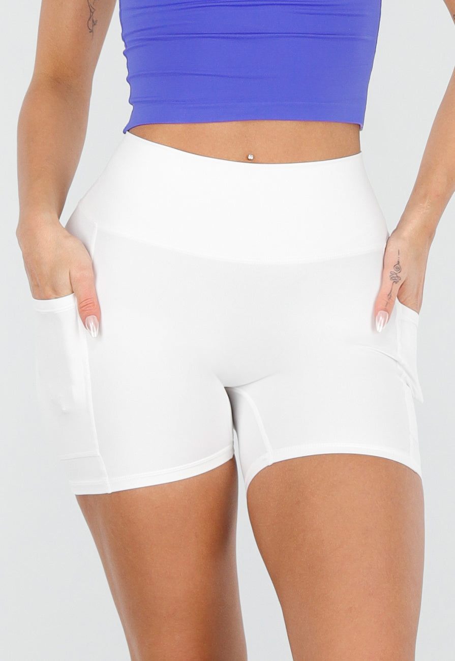 Witte Korte Sportlegging met Stretch