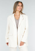 Crèmekleurige Oversized Blazer met Reverskraag en Knopen