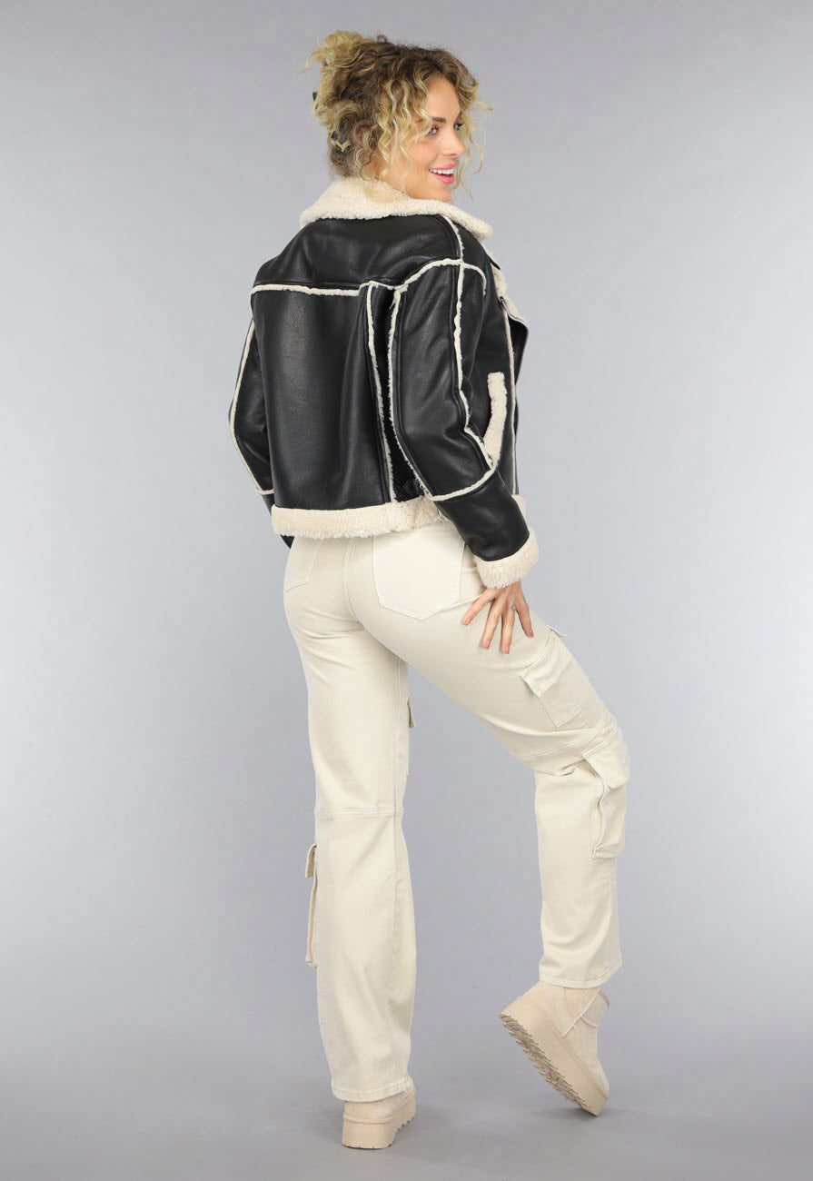Zwarte Lammy Biker Jas