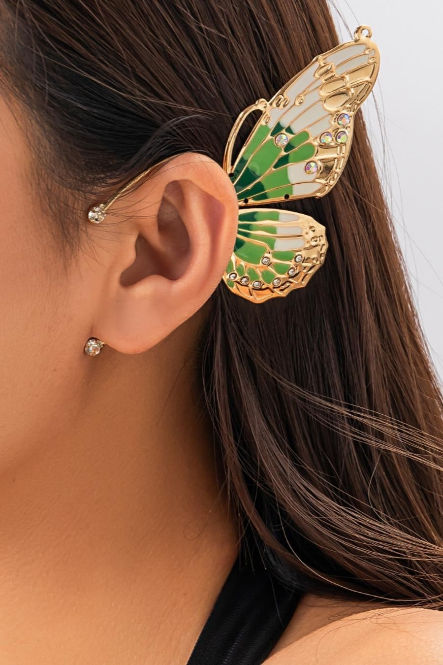 Earcuff met Groen Vlinder Ontwerp