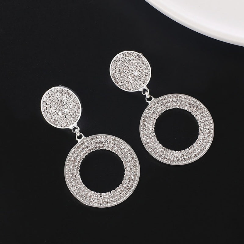 Grote Glam Cirkel Oorbellen Zilver