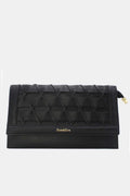 Zwarte Gevlochten Clutch van Imitatieleer met Afneembaar Schouderhengsel