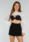 Witte Gehaakte Stretch Cover Up Top met Hartjesprint