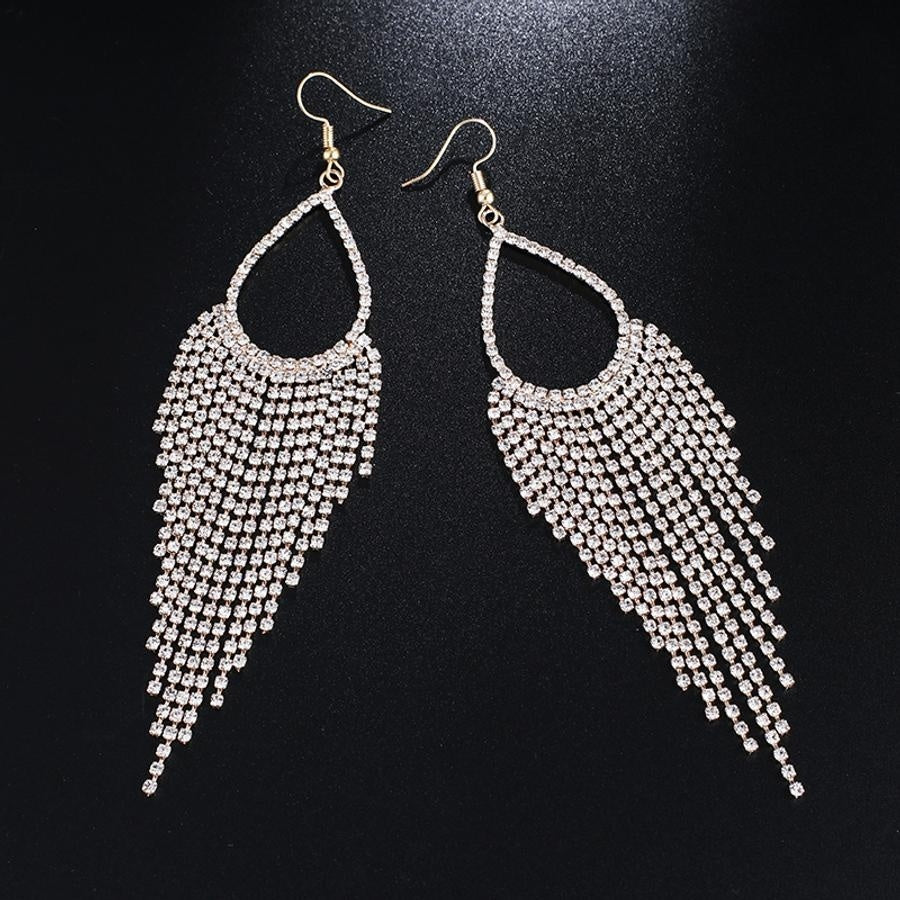 Zilveren Druppel Oorbellen met Strass