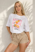 Wit Katoenen T-shirt met Aperol Print en Korte Mouwen