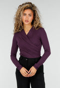 Paarse Overslag Top met Lange Mouwen