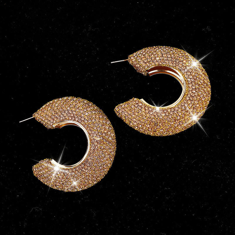 Statement Oorbellen met Strass en Glanzende Afwerking