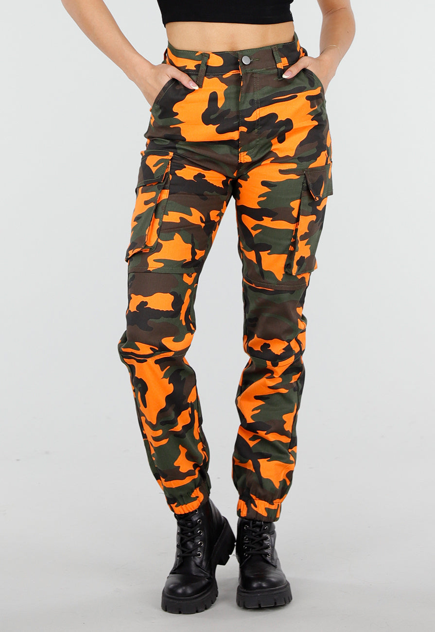 Oranje Camouflage Cargo Broek met Steekzakken