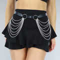 Zwarte Lederlook Bodychain met Zilveren Laagjes