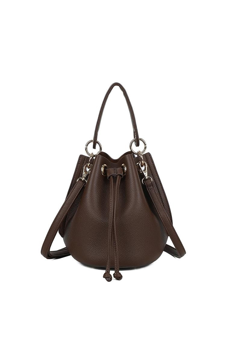 Bruine Bucket Bag met Trekkoord en Binnenetui