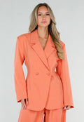 NEW190826 Coral Double Breasted Blazer met Reverskraag