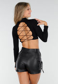 Zwarte Longsleeve Top met Open Rug