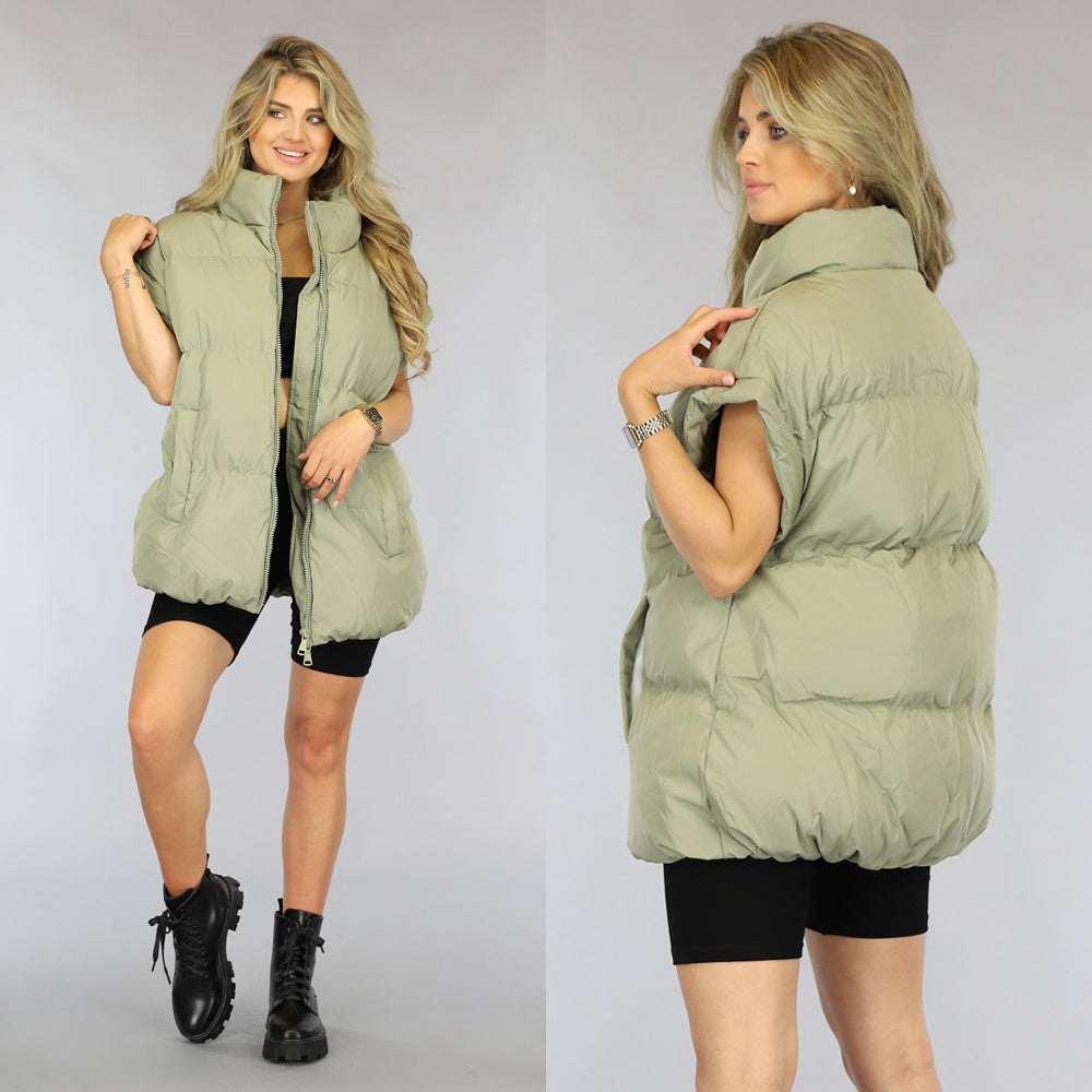 Oversized Bodywarmer Olijfgroen