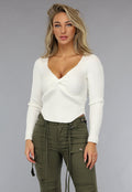 Longsleeve Rib Top in Gebroken Wit