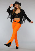 Oranje Skinny Jeans met Split