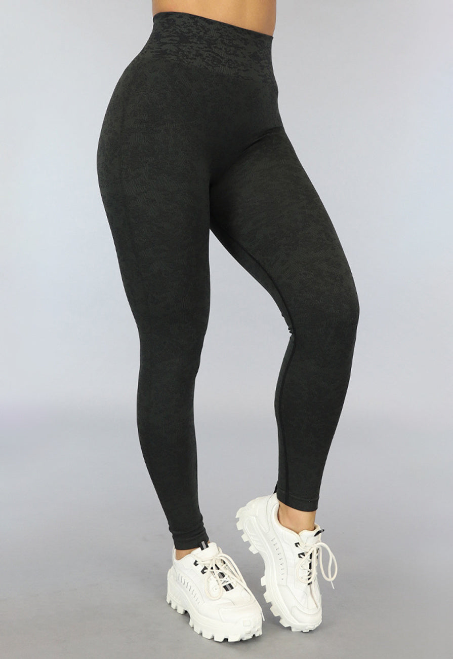 Donkergroene Gemêleerde Squat Proof Sportlegging