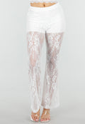 Petite Witte Kant Flared Broek met Stretch en Binnenbroekje