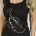 Zwarte Glitter Crossbody Tas met ketting