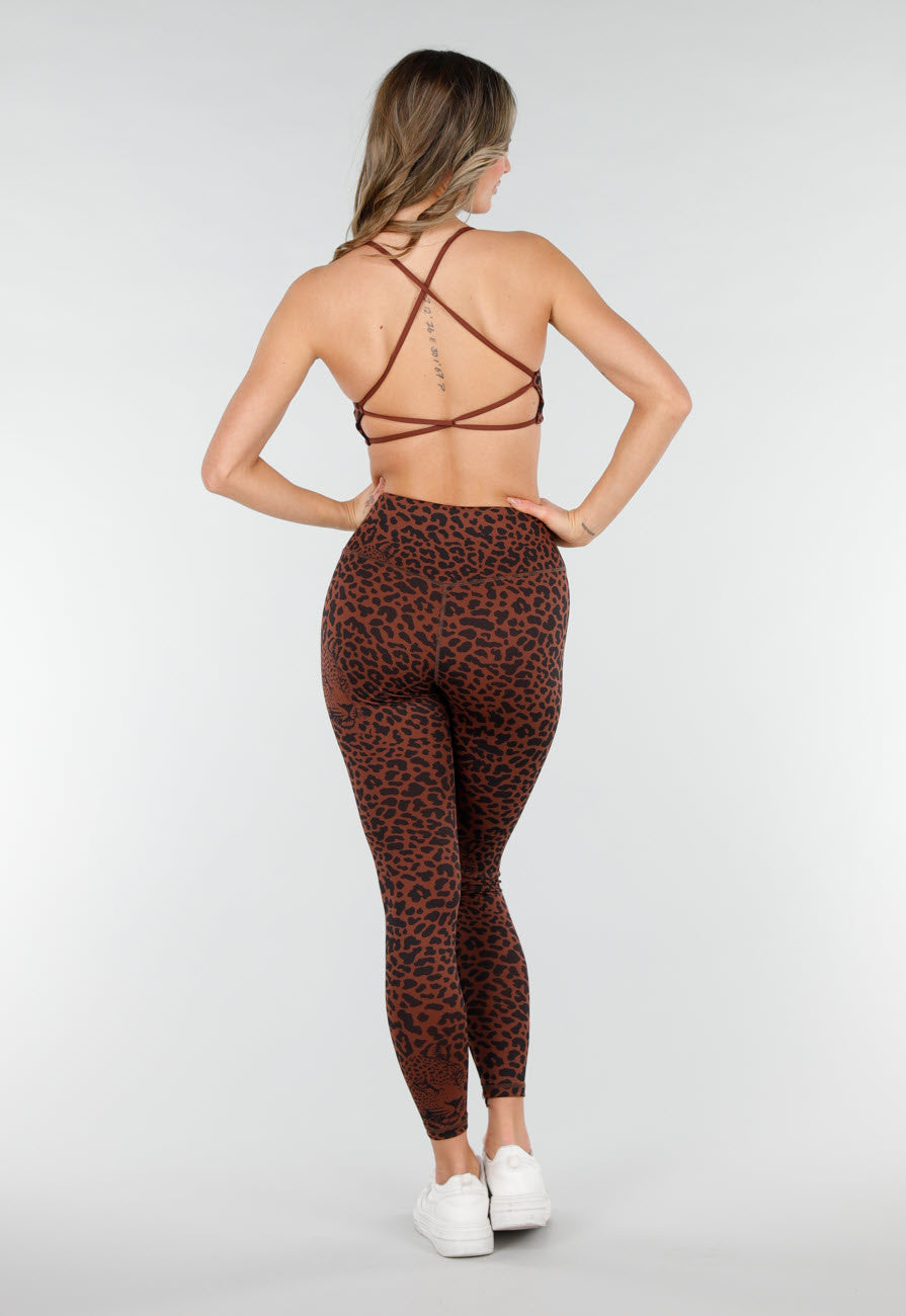 Bruine Sporttop met Leopardprint en Pads