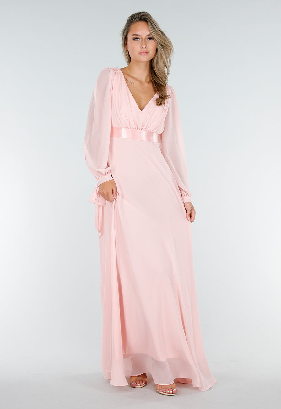 Lange Babyroze Chiffon Galajurk