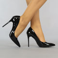 Zwarte Lak Pumps met Spitse Neus