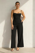 NEW080726 Zwarte Jumpsuit met Pads En Spaghettibandjes