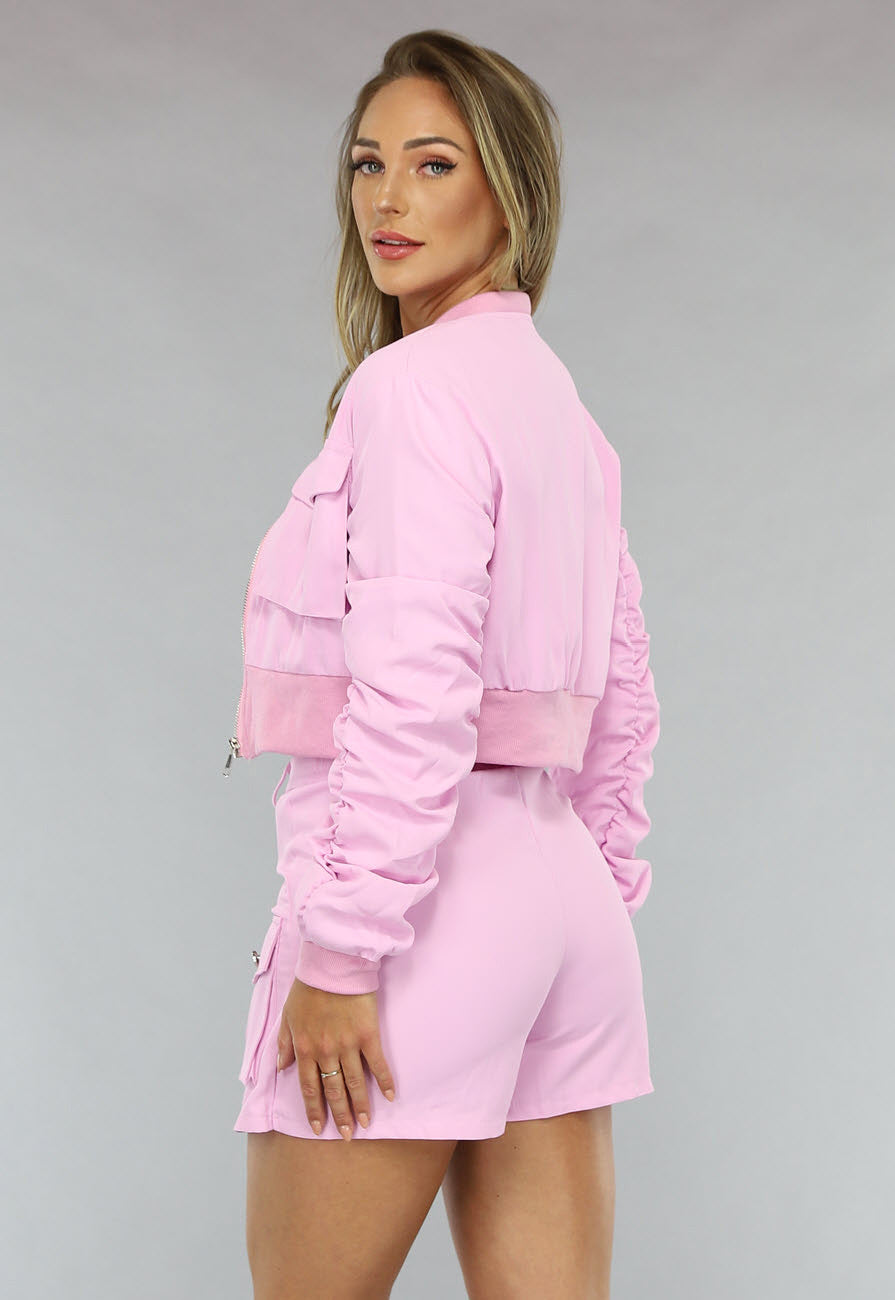 Baby Roze Co Ord Set met Bomberjack