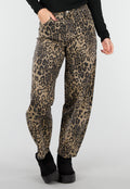 Bruine Leopard Barrel Jeans Mid Waist