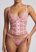 NEW120826 Roze Lingerie Set met Taille Korset En Beugel BH