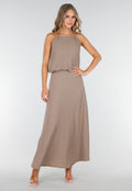 Taupe Set met Hooggesloten Top en Stretch