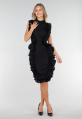 Zwarte Ruffle Jurk Zonder Mouwen met Stretch
