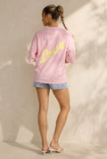Roze Oversized T-shirt met Korte Mouwen en Backprint