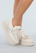 Beige Loafers met Faux Fur