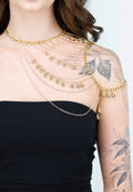 Goudkleurige Body Chain Sieraad met Schouderketting en Hangertjes