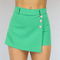Groene Asymmetrische Skort met Gouden Knopen