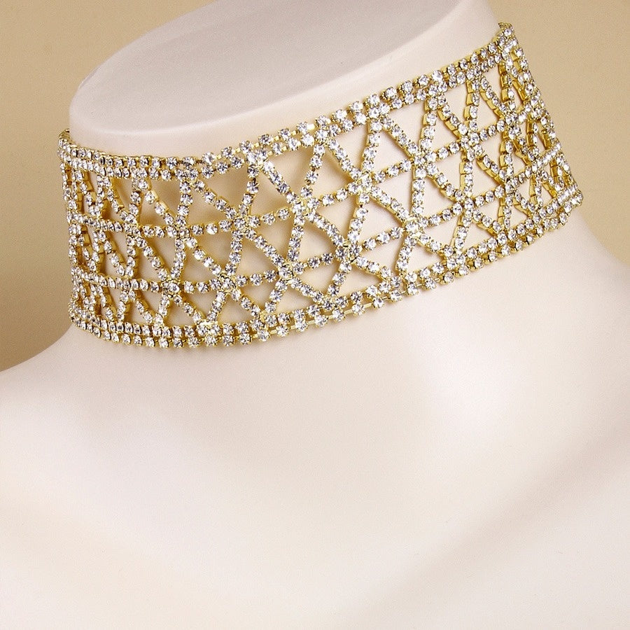 Gouden Choker met Strass Steentjes
