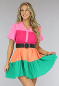 Multicolor Mousseline Blouse Jurk