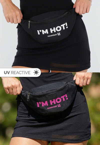 NEW010726 Zwarte UV Reactieve Heuptas met Verstelbare Buckle en Print