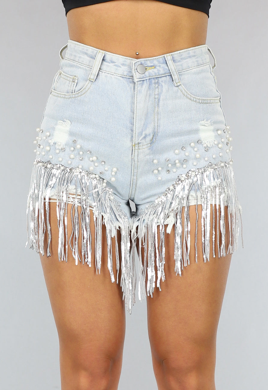 Glitter Fringe Spijkerbroekje