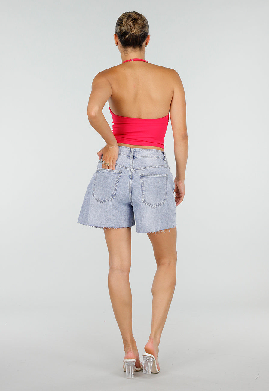 NEW120826 Roze Halter Sport Top met Verstelbaar Halterbandje, Uitneembare Pads en Stretch