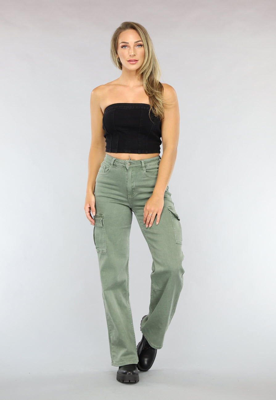 Zwarte Bandeau Jeans Top